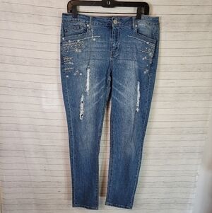 One 5 One Embroidered Denim Jeans, sz 10